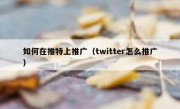 如何在推特上推广（twitter怎么推广）