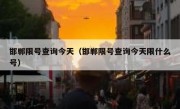 邯郸限号查询今天（邯郸限号查询今天限什么号）