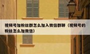视频号加粉丝群怎么加入微信群聊（视频号的粉丝怎么加微信）