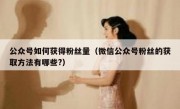 公众号如何获得粉丝量（微信公众号粉丝的获取方法有哪些?）