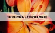 代付可以花呗么（代付可以用花呗吗?）