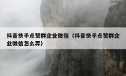 抖音快手点赞群企业微信（抖音快手点赞群企业微信怎么弄）