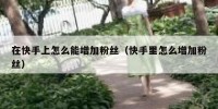 在快手上怎么能增加粉丝（快手里怎么增加粉丝）
