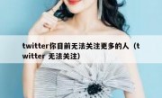 twitter你目前无法关注更多的人（twitter 无法关注）