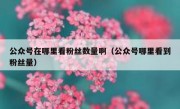 公众号在哪里看粉丝数量啊（公众号哪里看到粉丝量）