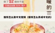 推特怎么做中文视频（推特怎么弄成中文的）
