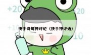 快手诗句神评论（快手神评语）