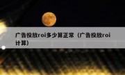 广告投放roi多少算正常（广告投放roi计算）