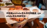 手机版youtube怎么改中文翻译（youtube怎么改成中文）