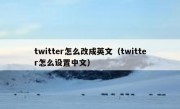 twitter怎么改成英文（twitter怎么设置中文）