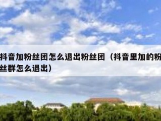 抖音加粉丝团怎么退出粉丝团（抖音里加的粉丝群怎么退出）