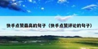 快手点赞最高的句子（快手点赞评论的句子）