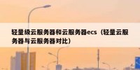轻量级云服务器和云服务器ecs（轻量云服务器与云服务器对比）