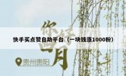 快手买点赞自助平台（一块钱涨1000粉）