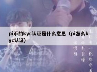pi币的kyc认证是什么意思（pi怎么kyc认证）