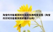 淘宝代付能看到对方买的东西吗安全吗（淘宝代付对方能看到买的是什么吗）