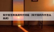 支付宝怎样关闭代付功能（支付宝的代付怎么关闭）