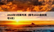 2020年9月限号表（限号2020最新限号9月）