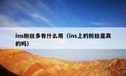 ins粉丝多有什么用（ins上的粉丝是真的吗）