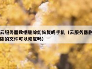 云服务器数据删除能恢复吗手机（云服务器删除的文件可以恢复吗）