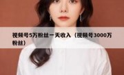 视频号5万粉丝一天收入（视频号3000万粉丝）