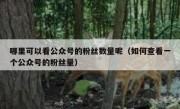 哪里可以看公众号的粉丝数量呢（如何查看一个公众号的粉丝量）