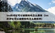 ins的评论可以被删除吗怎么删除（ins的评论可以被删除吗怎么删除啊）