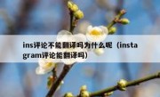 ins评论不能翻译吗为什么呢（instagram评论能翻译吗）