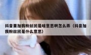 抖音里加我粉丝团是啥意思啊怎么弄（抖音加我粉丝团是什么意思）