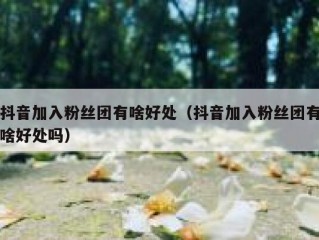 抖音加入粉丝团有啥好处（抖音加入粉丝团有啥好处吗）