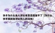 快手为什么有人评论有意思回复不了（为什么快手我回复评论别人的没有）