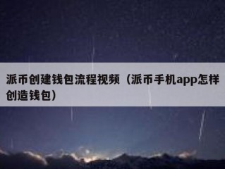 派币创建钱包流程视频（派币手机app怎样创造钱包）