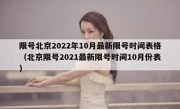 限号北京2022年10月最新限号时间表格（北京限号2021最新限号时间10月份表）