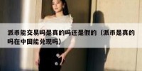 派币能交易吗是真的吗还是假的（派币是真的吗在中国能兑现吗）