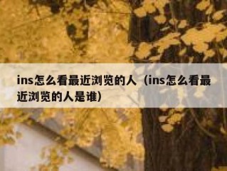ins怎么看最近浏览的人（ins怎么看最近浏览的人是谁）