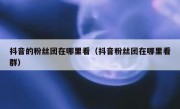 抖音的粉丝团在哪里看（抖音粉丝团在哪里看群）