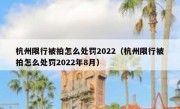 杭州限行被拍怎么处罚2022（杭州限行被拍怎么处罚2022年8月）