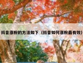 抖音涨粉的方法如下（抖音如何涨粉最有效）