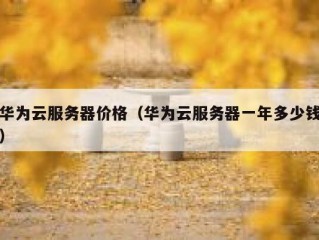 华为云服务器价格（华为云服务器一年多少钱）