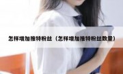 怎样增加推特粉丝（怎样增加推特粉丝数量）