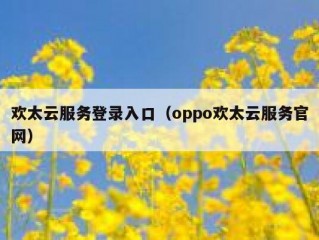 欢太云服务登录入口（oppo欢太云服务官网）