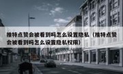 推特点赞会被看到吗怎么设置隐私（推特点赞会被看到吗怎么设置隐私权限）