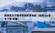 微博官方下载手机版苹果电脑（微博app官方下载 苹果）