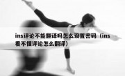 ins评论不能翻译吗怎么设置密码（ins看不懂评论怎么翻译）