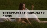 推特看自己的点赞怎么看（推特怎么查看点赞过的推文）