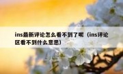 ins最新评论怎么看不到了呢（ins评论区看不到什么意思）