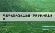 苹果手机国内怎么上油管（苹果手机如何上油管）