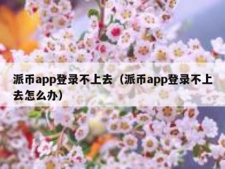 派币app登录不上去（派币app登录不上去怎么办）