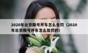 2020年北京限号开车怎么处罚（2020年北京限号开车怎么处罚的）