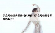 公众号粉丝突然暴增的原因（公众号粉丝增长慢怎么办）